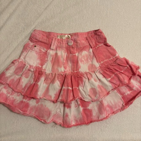 LoveShackFancy Pink and White Ruffle Mini Skirt - Picture 4 of 6